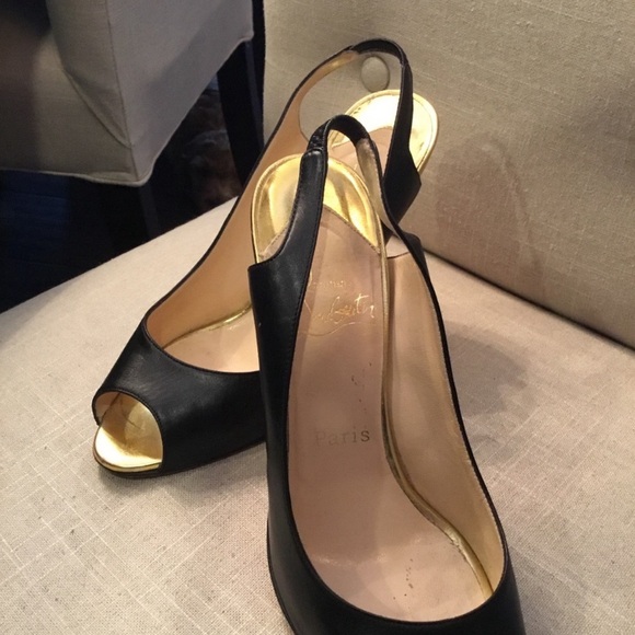 Authentic Black Christian Louboutin Gold Heels size 37.5 - Picture 4 of 5